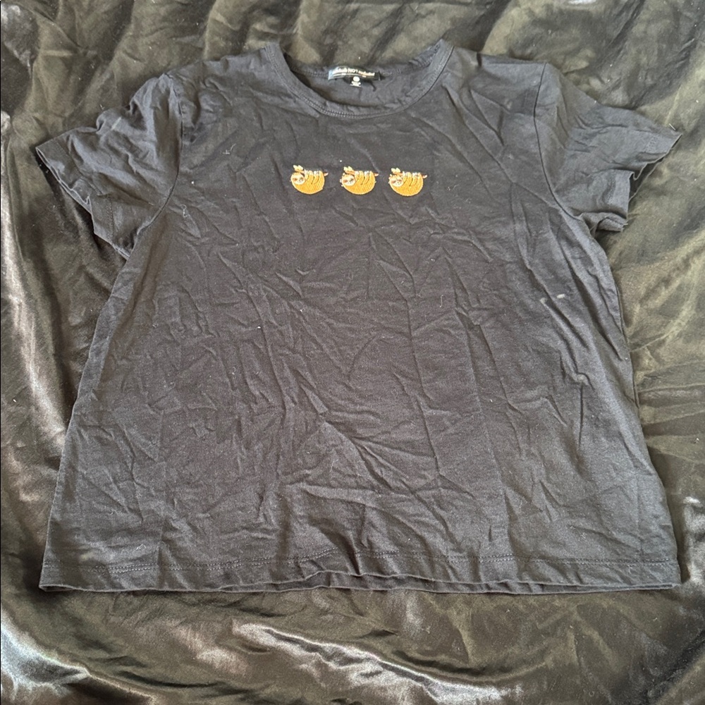 Black Tee with Yellow Banana Graphic